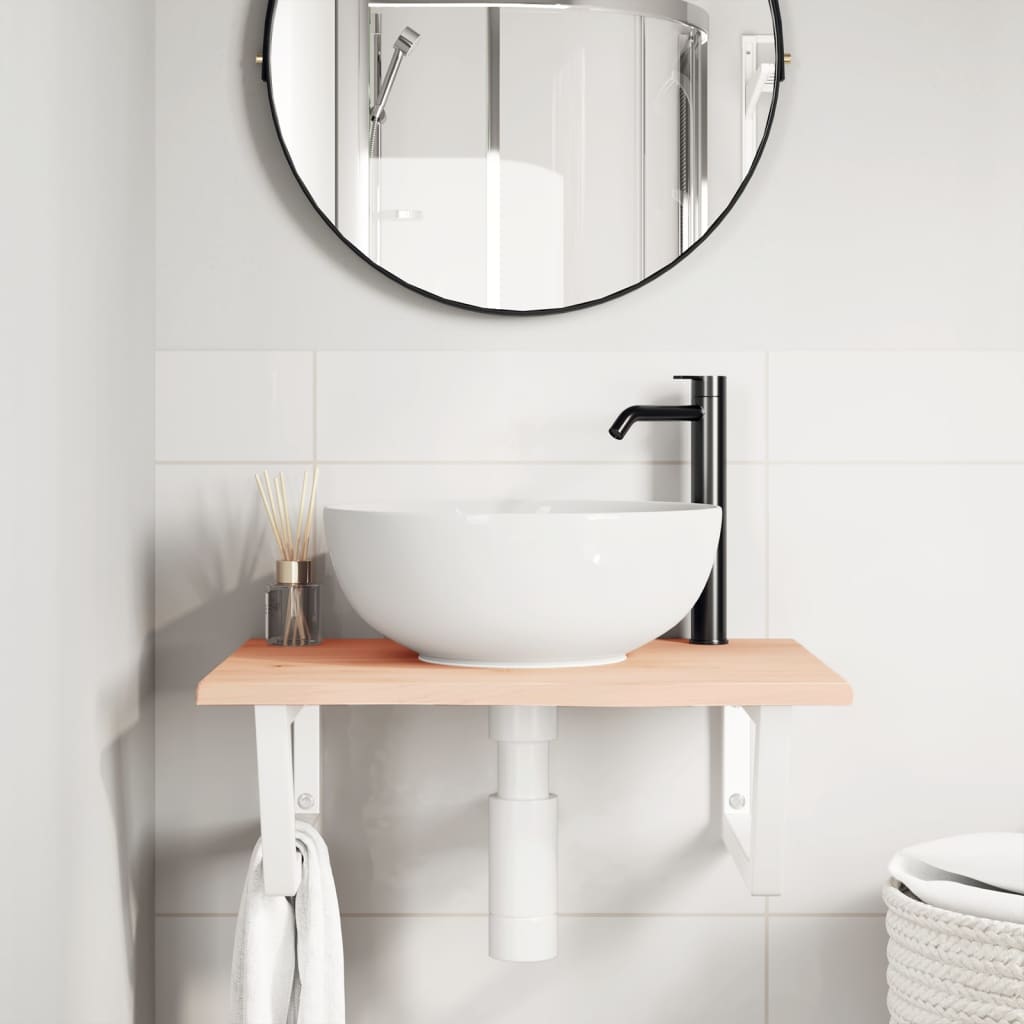 badeværelseshylde stål og massivt egetræ