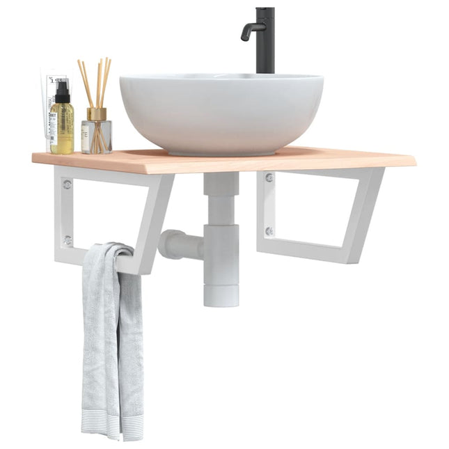 badeværelseshylde stål og massivt egetræ