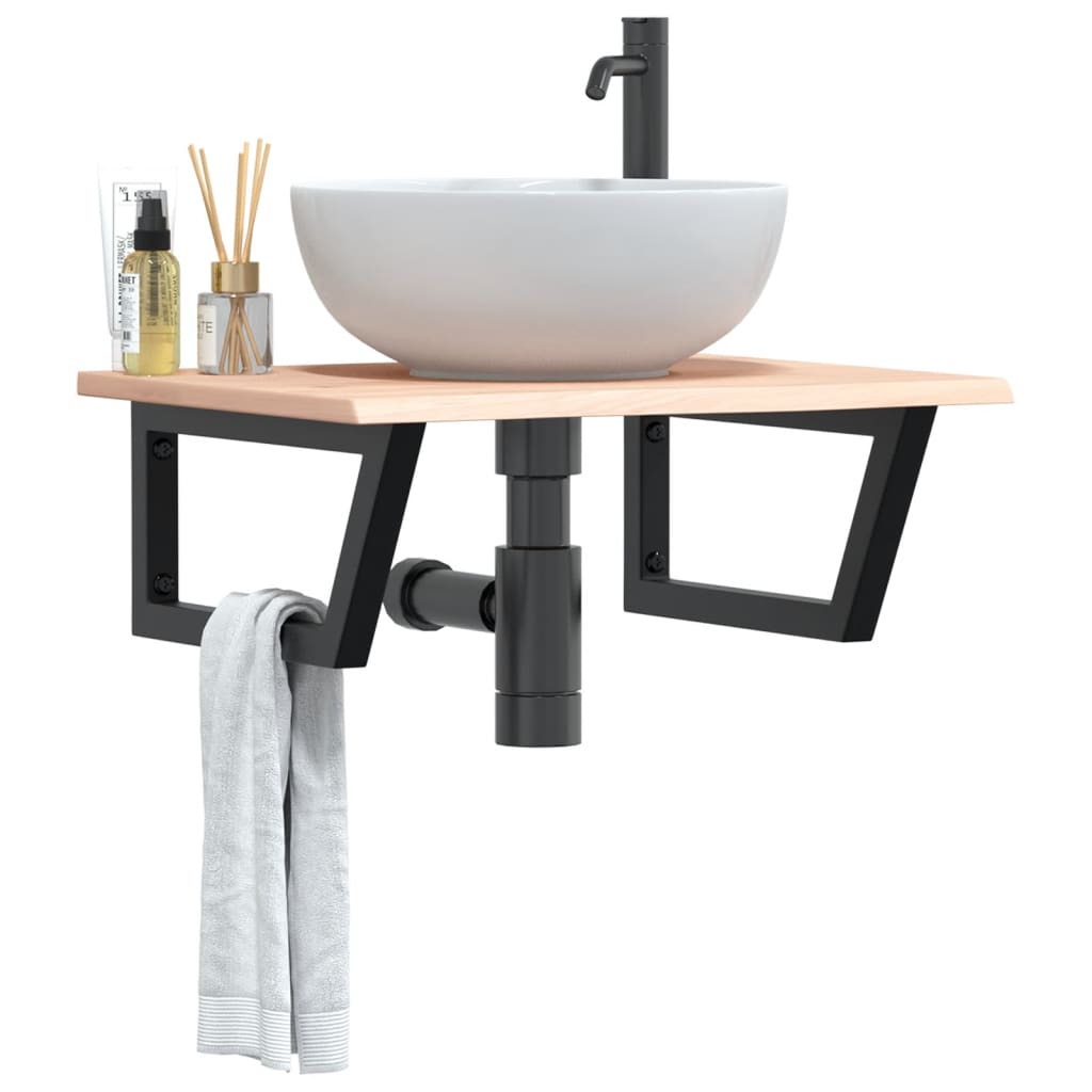 badeværelseshylde stål og massivt egetræ