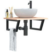 badeværelseshylde stål og massivt egetræ