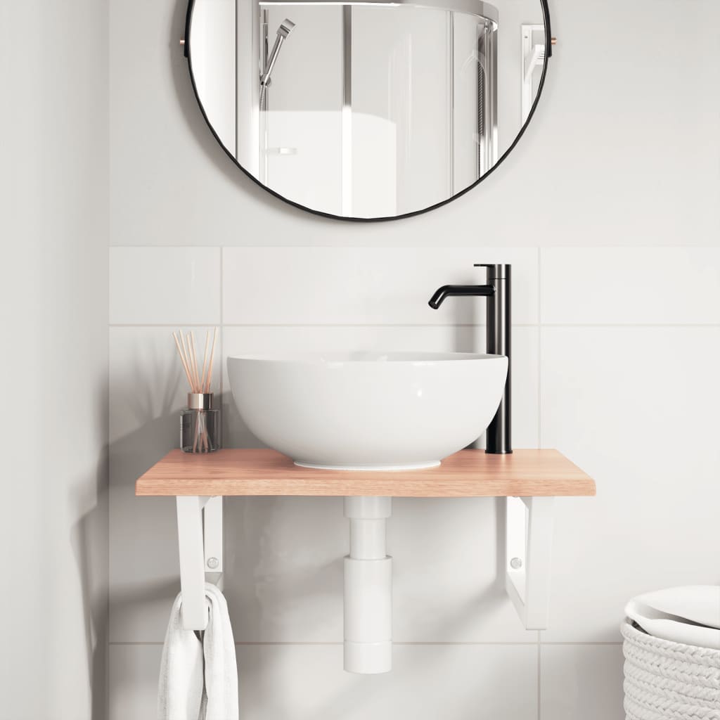 badeværelseshylde stål og massivt egetræ