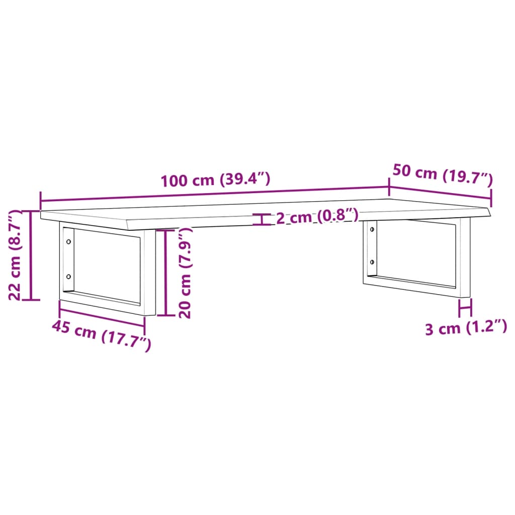 badeværelseshylde stål og massivt egetræ
