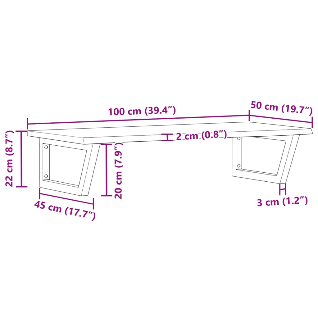 badeværelseshylde stål og massivt egetræ