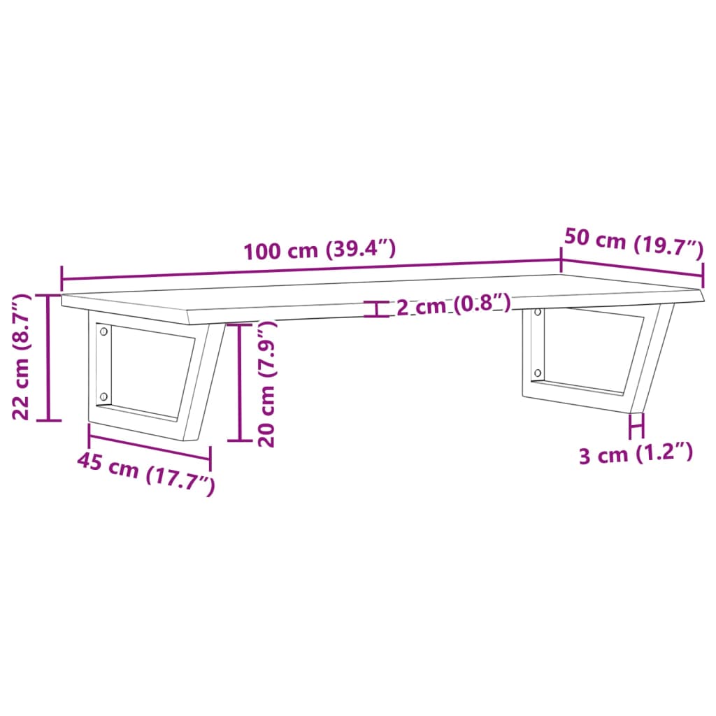 badeværelseshylde stål og massivt egetræ