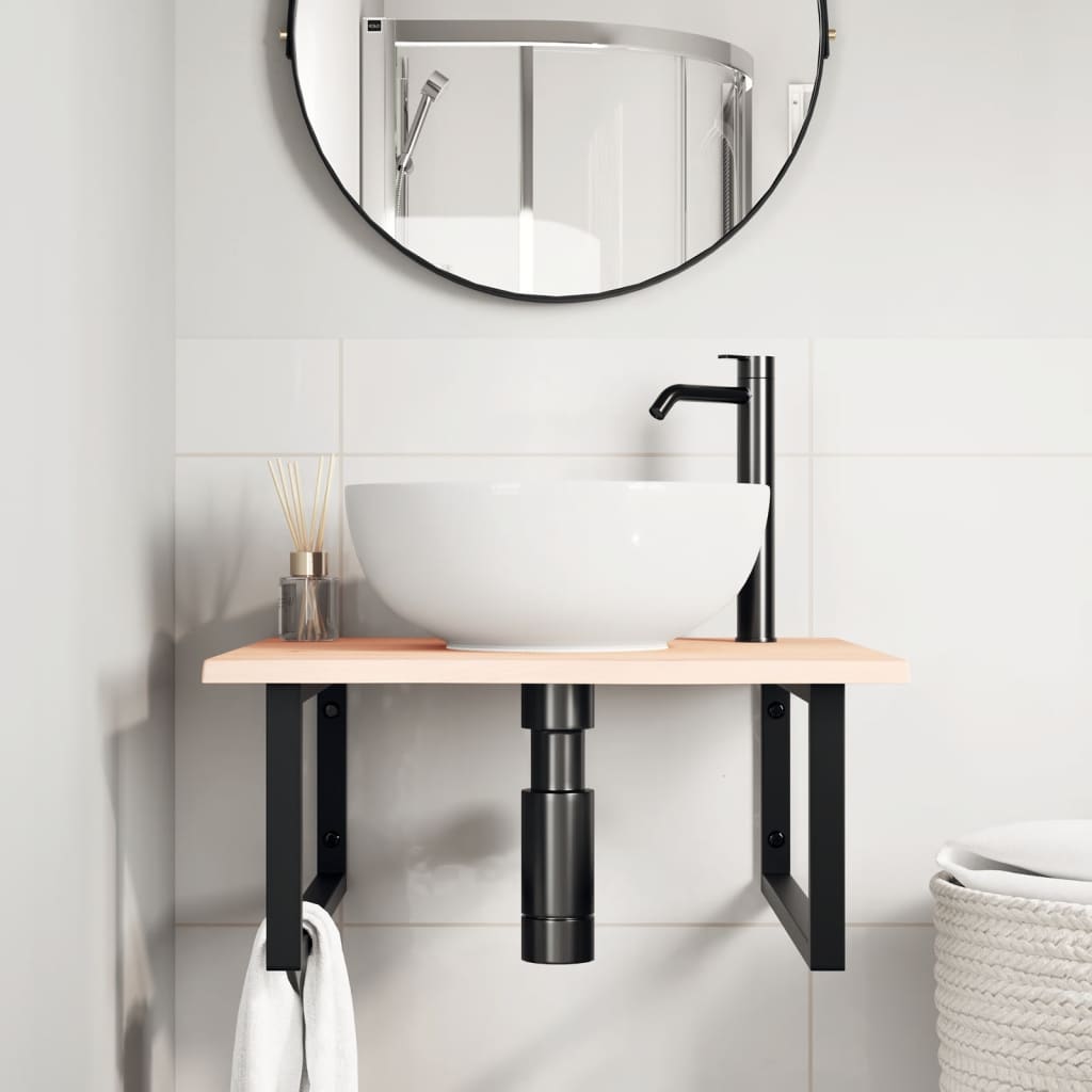 badeværelseshylde stål og massivt egetræ