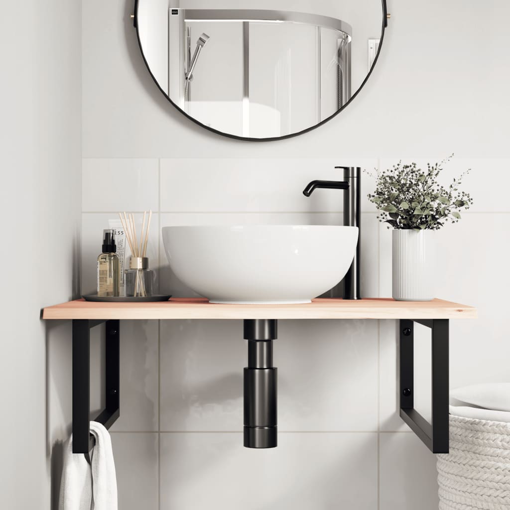 badeværelseshylde stål og massivt egetræ