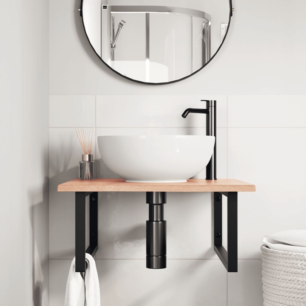 badeværelseshylde stål og massivt egetræ