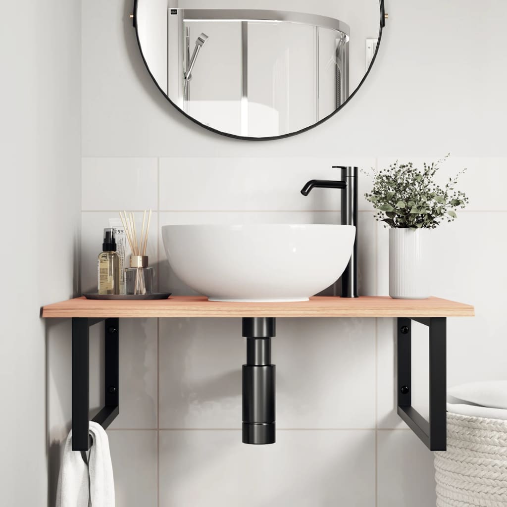 badeværelseshylde stål og massivt egetræ