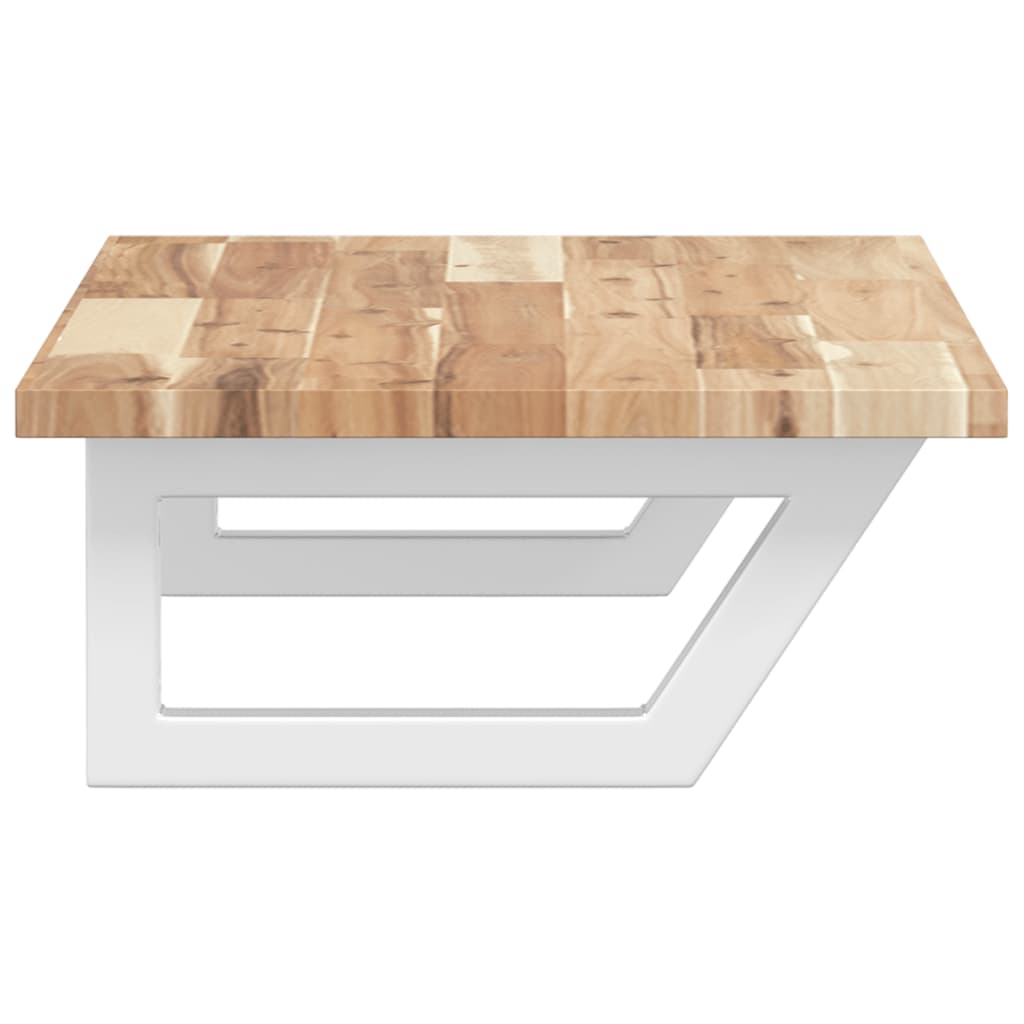 væghængt badeværelseshylde stål og massivt akacietræ