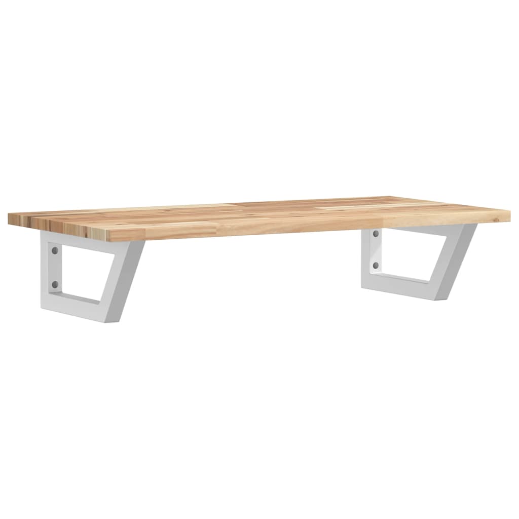 væghængt badeværelseshylde stål og massivt akacietræ