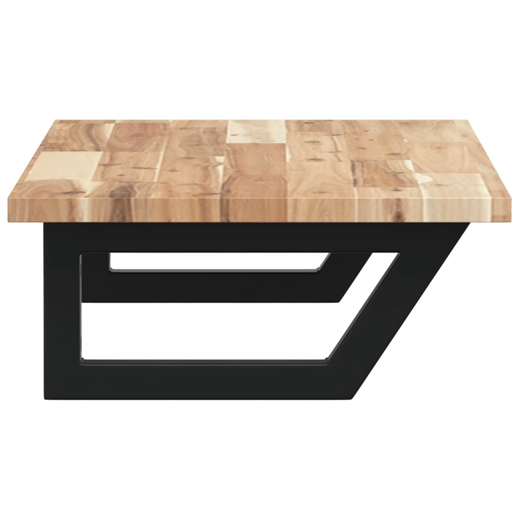 væghængt badeværelseshylde stål og massivt akacietræ