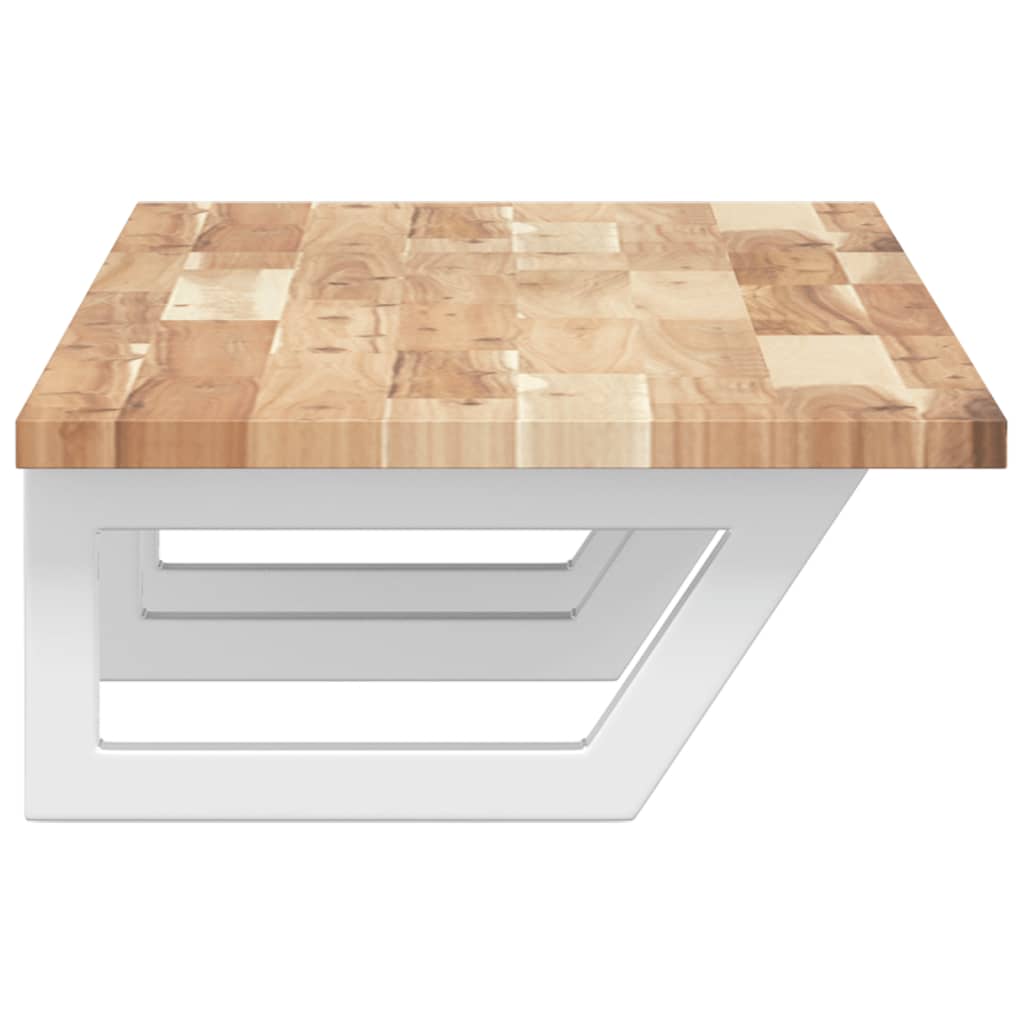 væghængt badeværelseshylde stål og massivt akacietræ