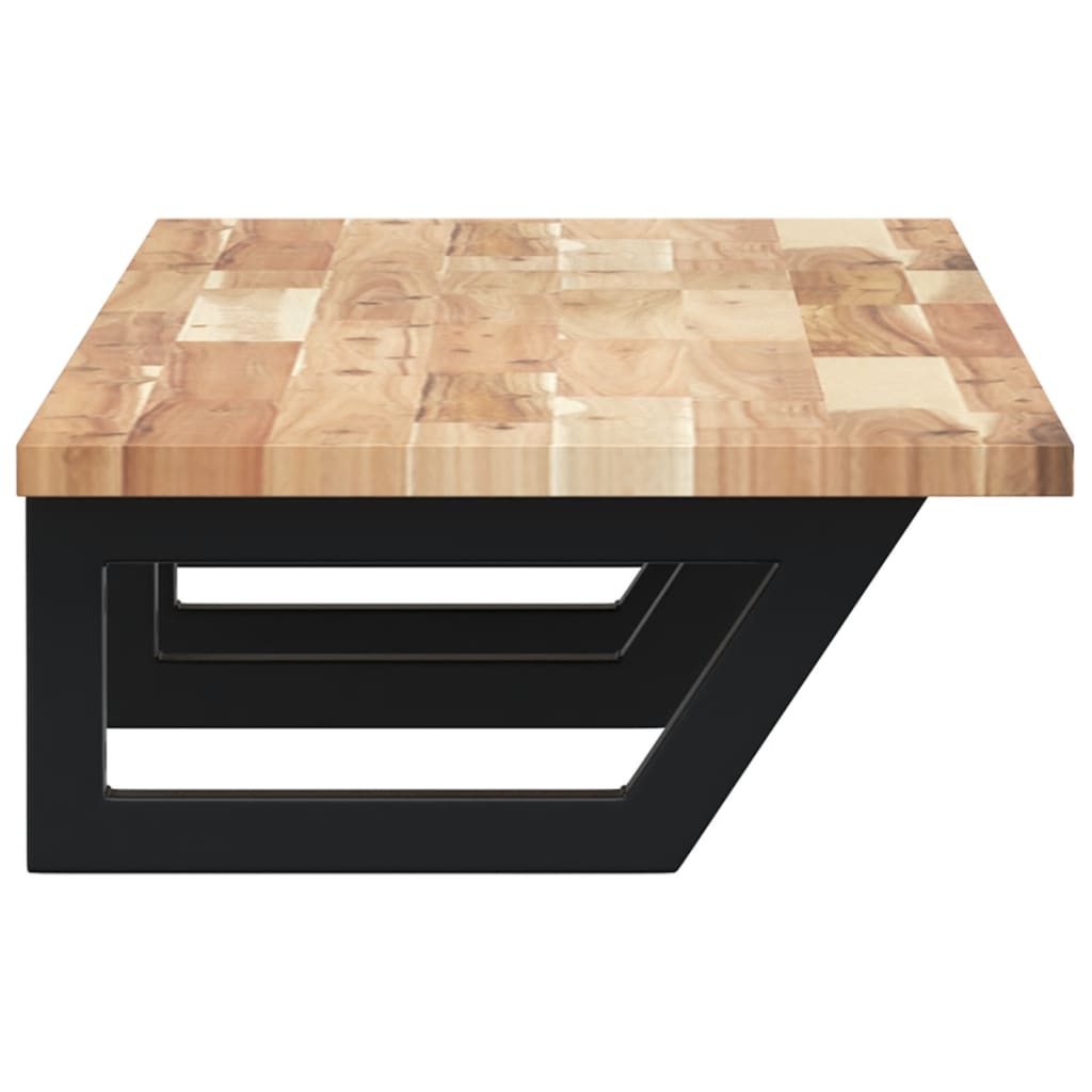 væghængt badeværelseshylde stål og massivt akacietræ