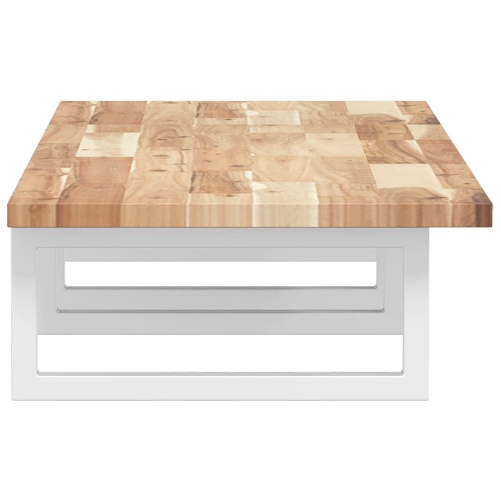 væghængt badeværelseshylde stål og massivt akacietræ