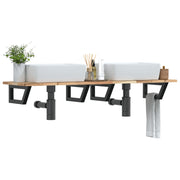 væghængt badeværelseshylde stål og massivt akacietræ