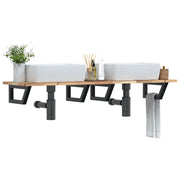 væghængt badeværelseshylde stål og massivt akacietræ