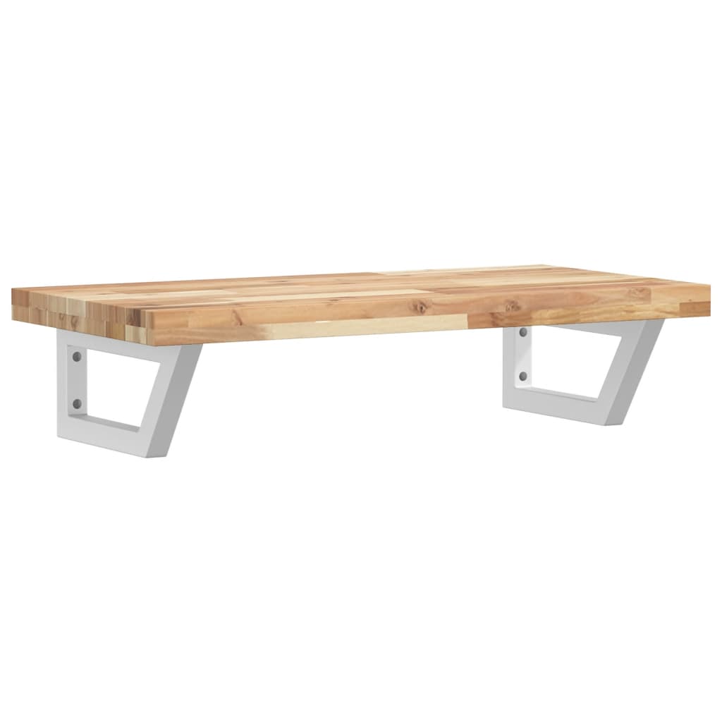 væghængt badeværelseshylde stål og massivt akacietræ