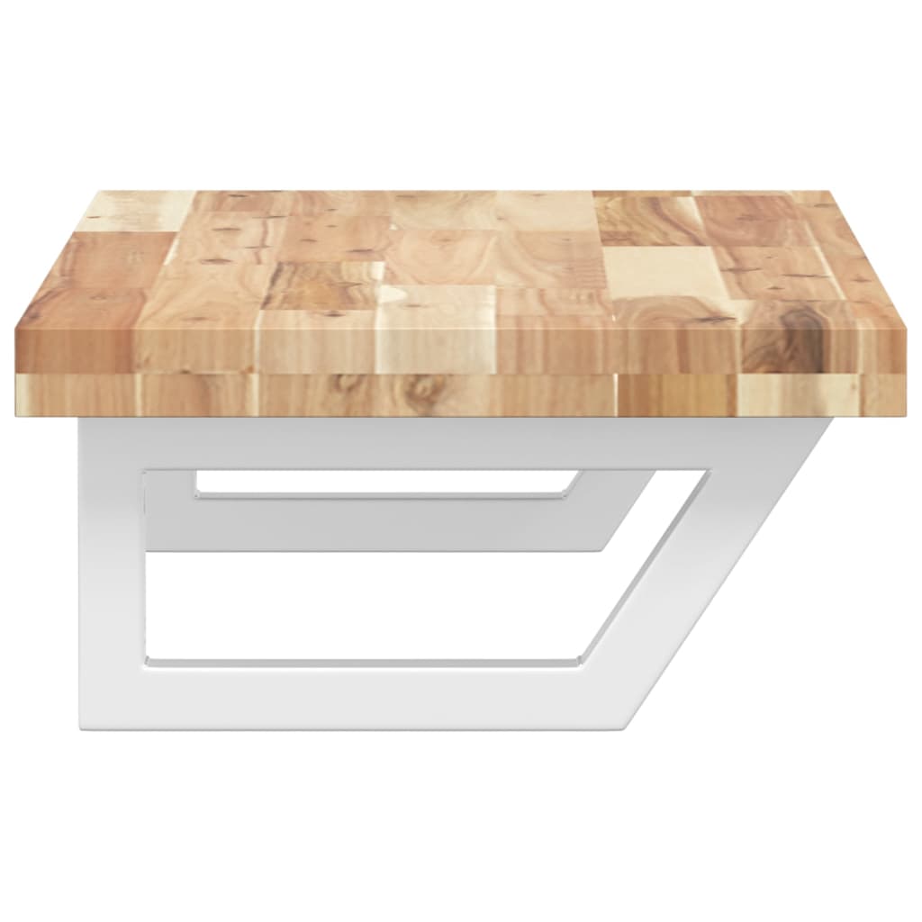 væghængt badeværelseshylde stål og massivt akacietræ