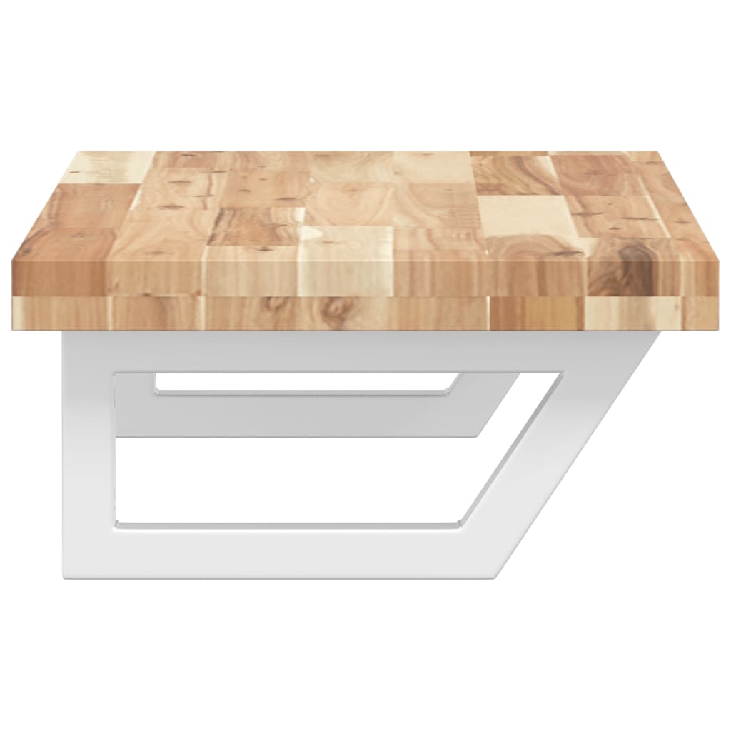 væghængt badeværelseshylde stål og massivt akacietræ