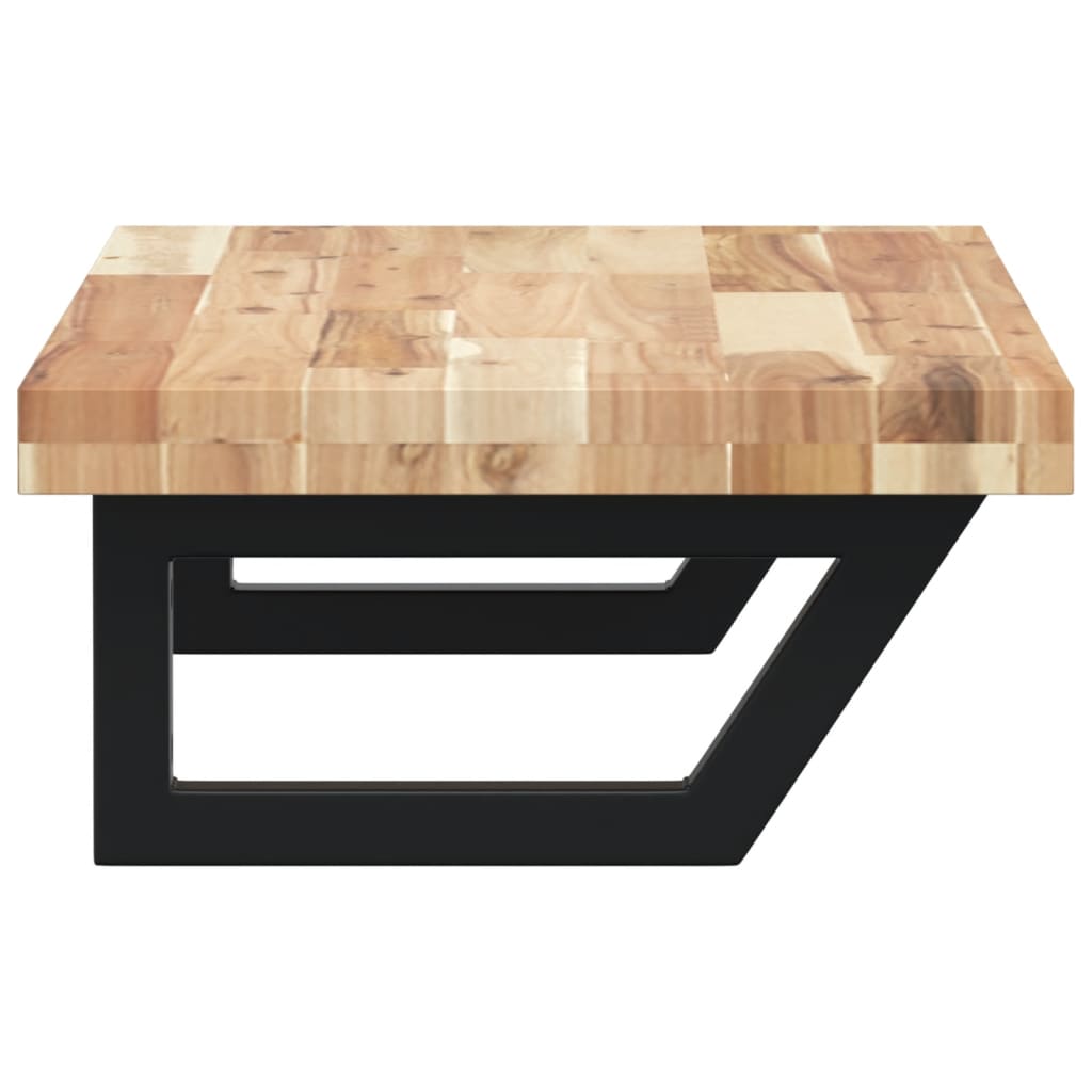 væghængt badeværelseshylde stål og massivt akacietræ