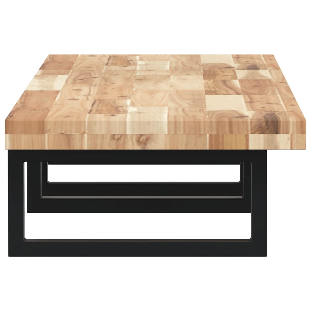 væghængt badeværelseshylde stål og massivt akacietræ