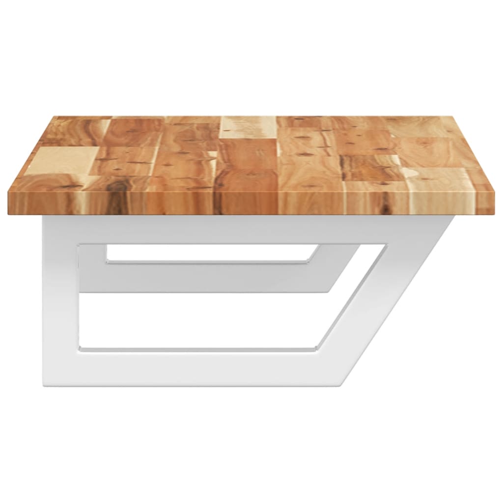 væghængt badeværelseshylde stål og massivt akacietræ