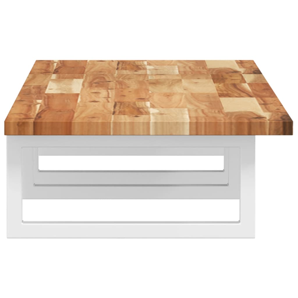 væghængt badeværelseshylde stål og massivt akacietræ