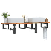 væghængt badeværelseshylde stål og massivt akacietræ