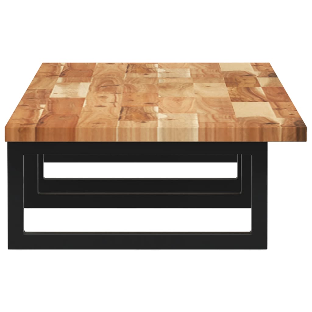 væghængt badeværelseshylde stål og massivt akacietræ