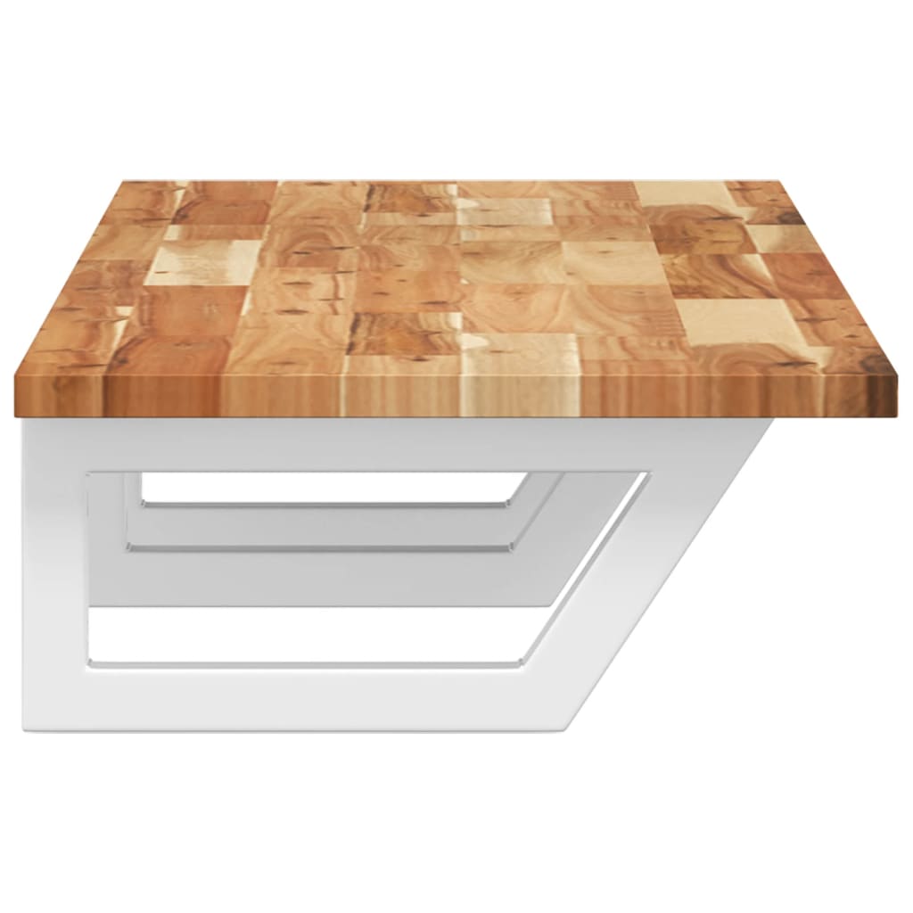 væghængt badeværelseshylde stål og massivt akacietræ