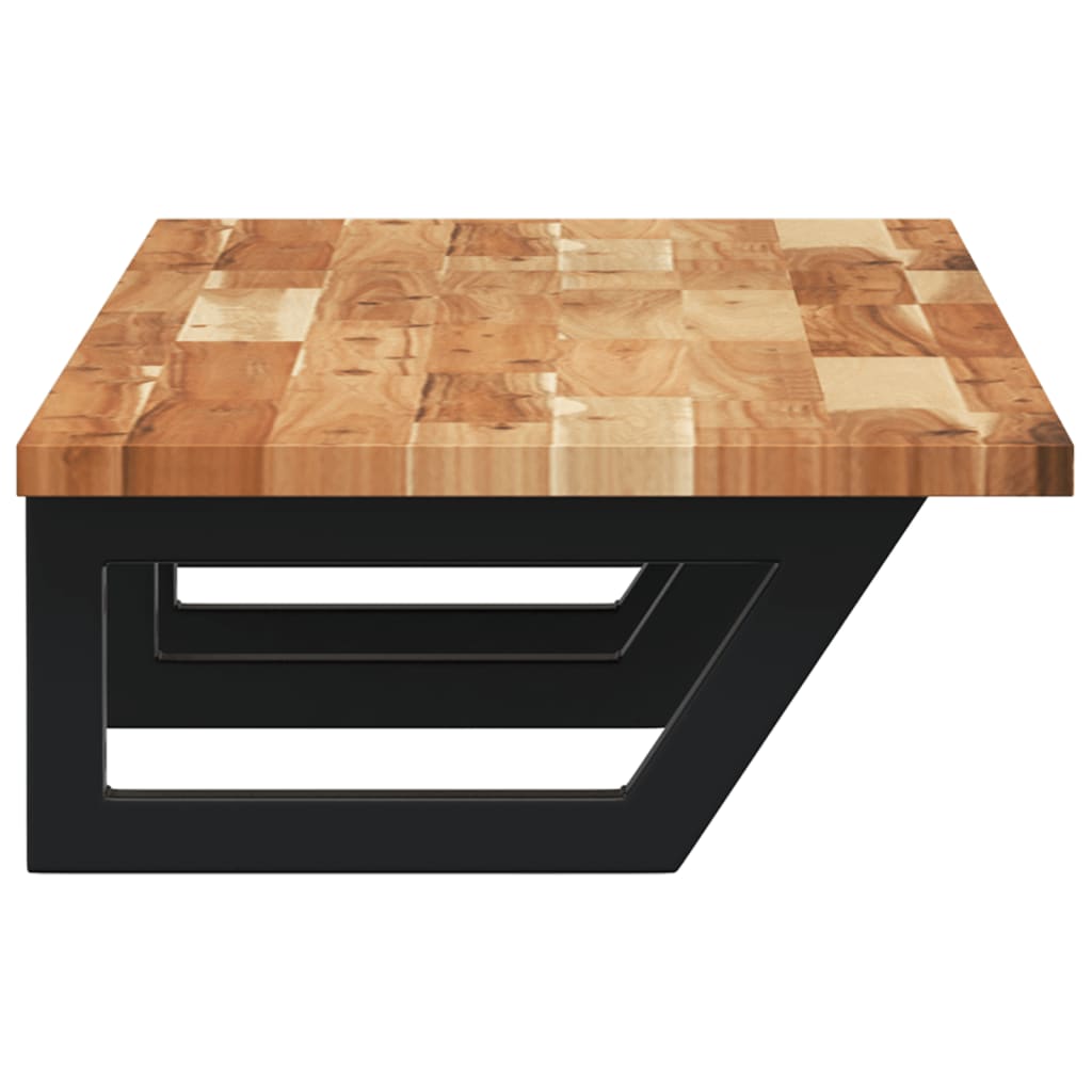 væghængt badeværelseshylde stål og massivt akacietræ