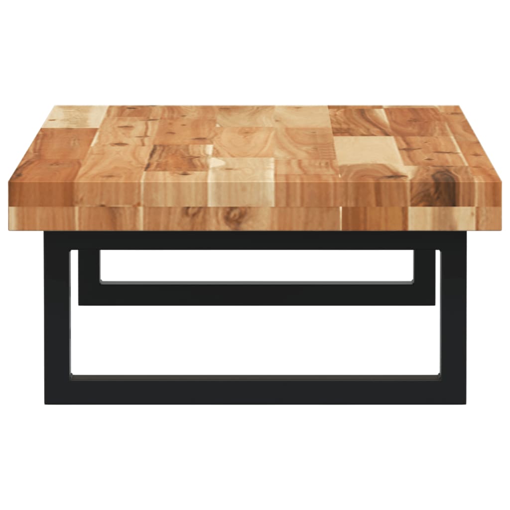 væghængt badeværelseshylde stål og massivt akacietræ