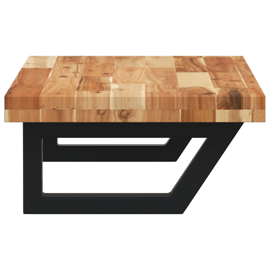 væghængt badeværelseshylde stål og massivt akacietræ