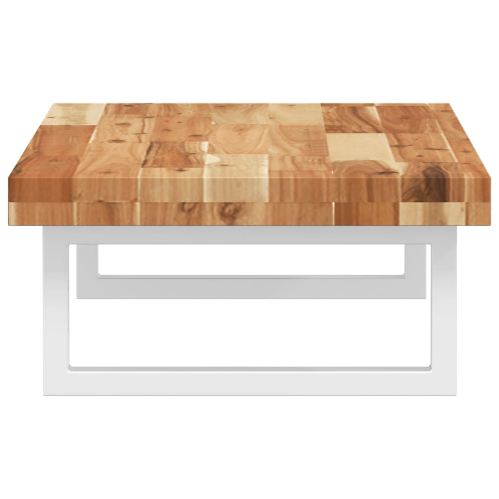 væghængt badeværelseshylde stål og massivt akacietræ