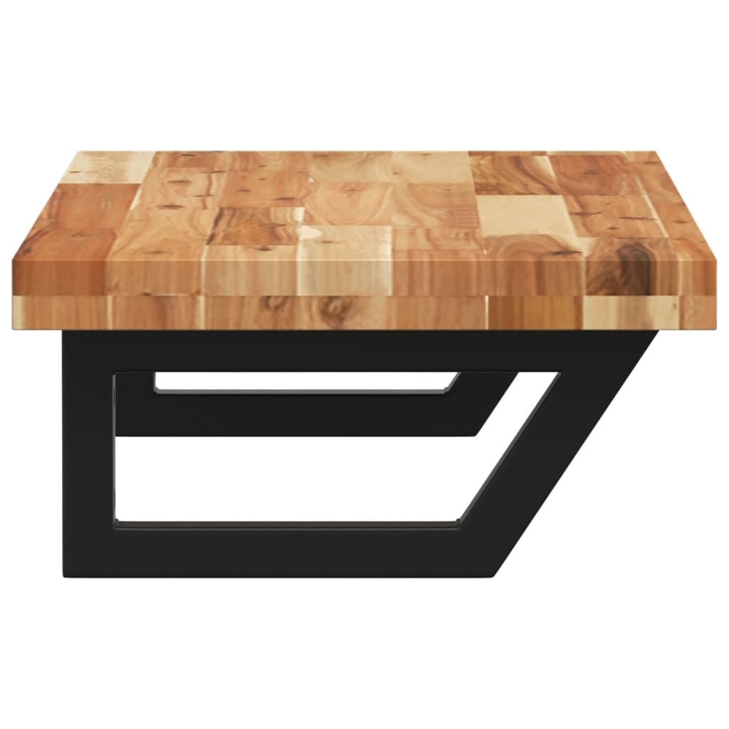 væghængt badeværelseshylde stål og massivt akacietræ