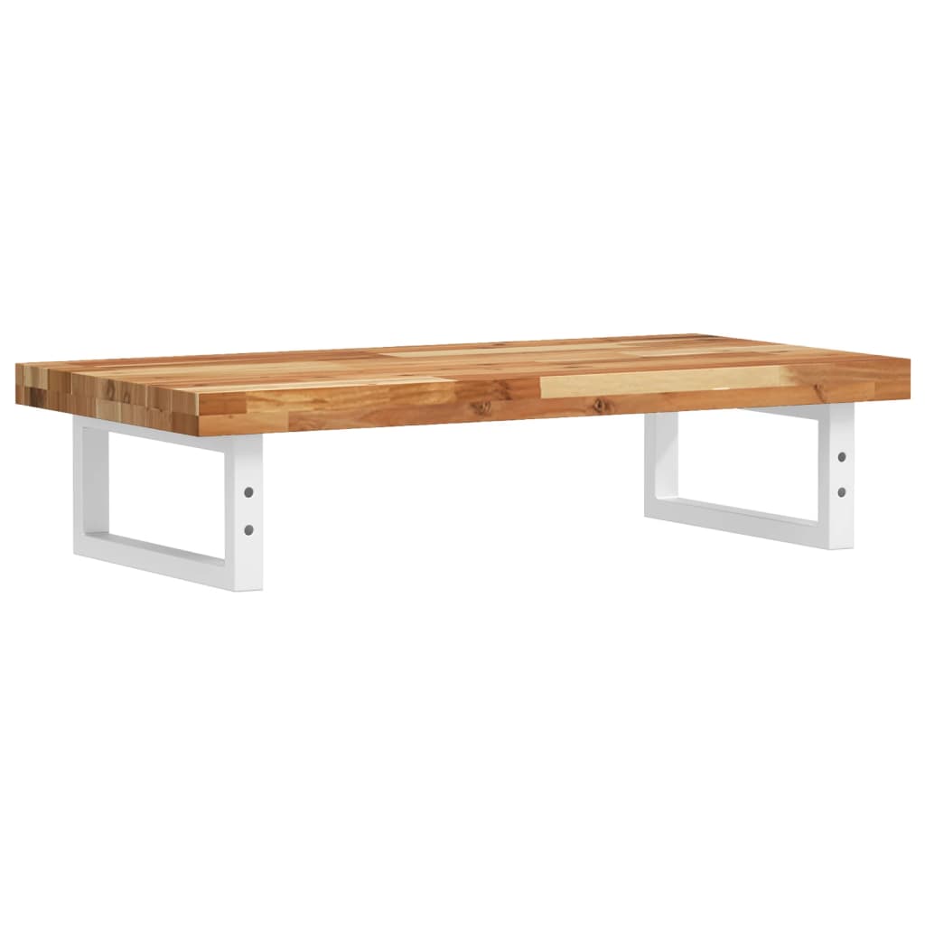 væghængt badeværelseshylde stål og massivt akacietræ