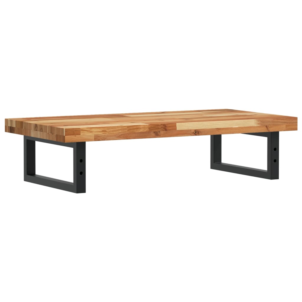 væghængt badeværelseshylde stål og massivt akacietræ