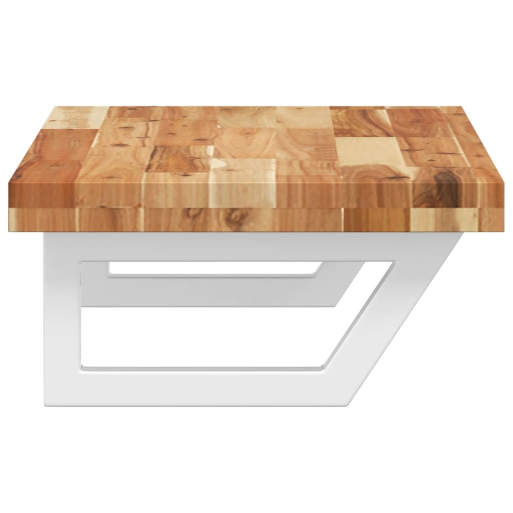 væghængt badeværelseshylde stål og massivt akacietræ