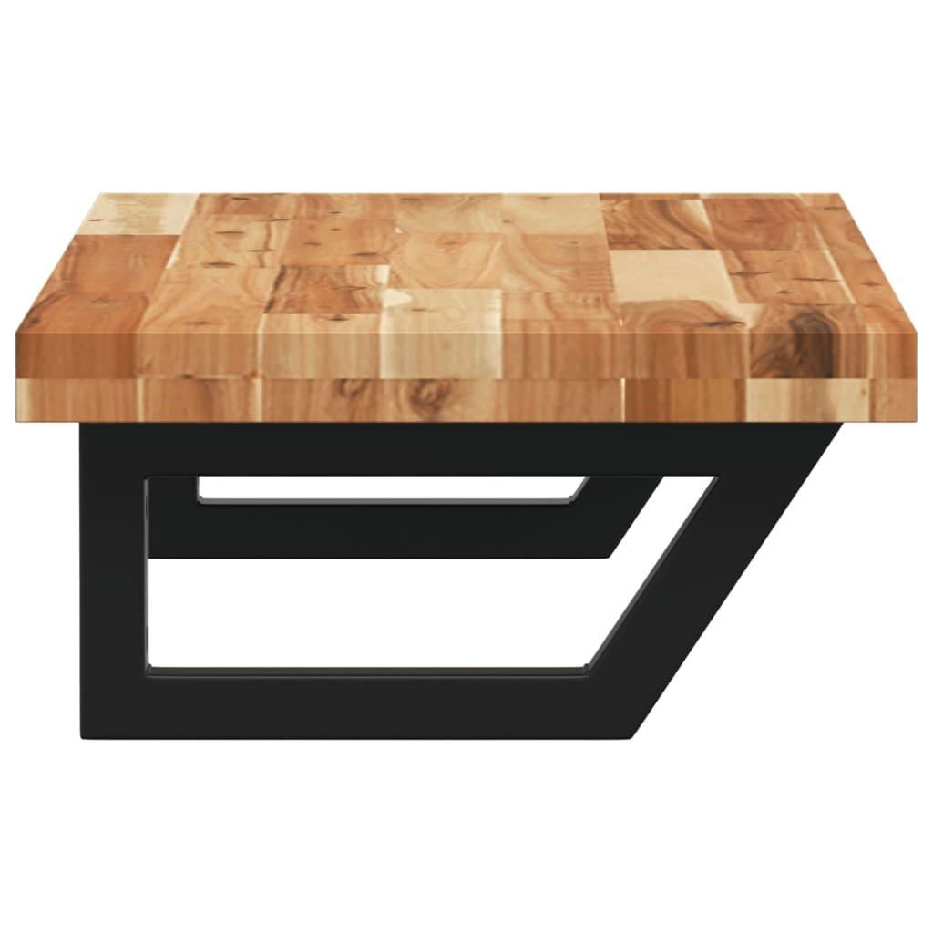 væghængt badeværelseshylde stål og massivt akacietræ