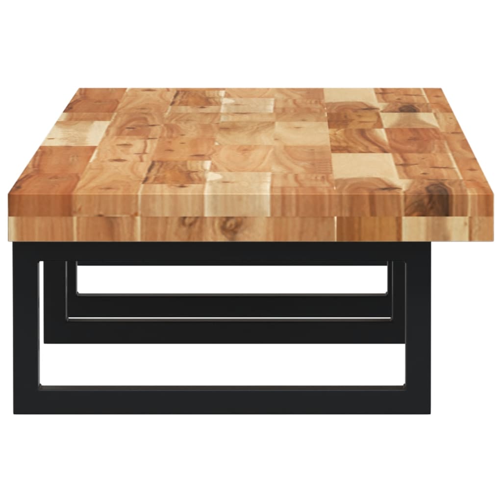 væghængt badeværelseshylde stål og massivt akacietræ