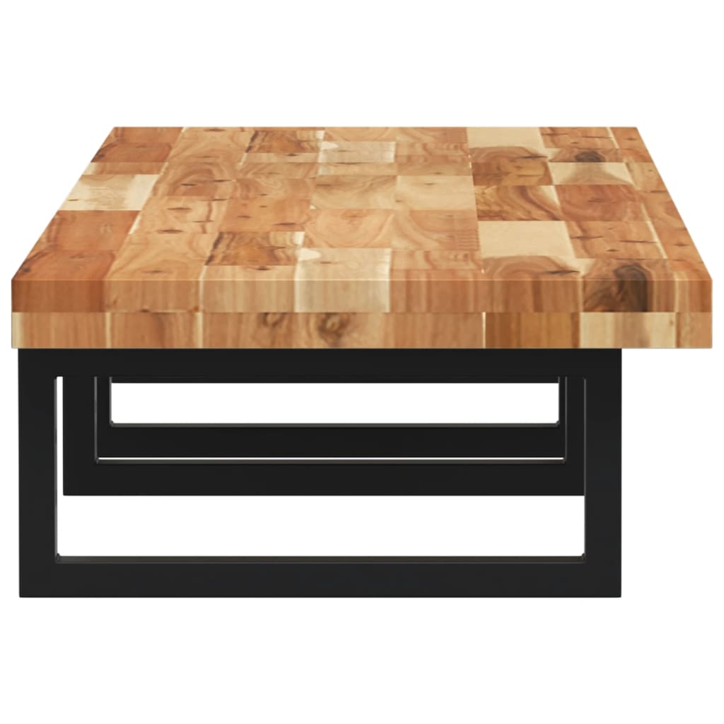 væghængt badeværelseshylde stål og massivt akacietræ