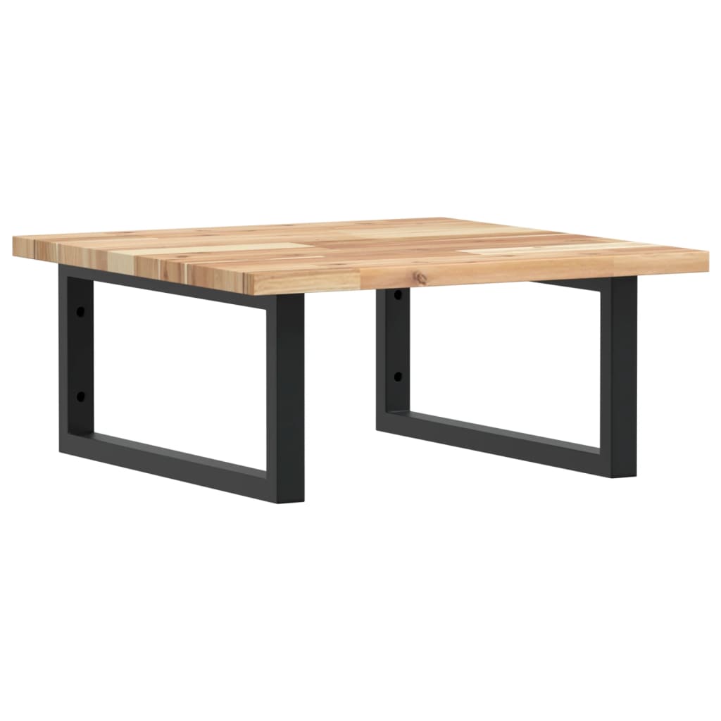 væghængt badeværelseshylde stål og massivt akacietræ