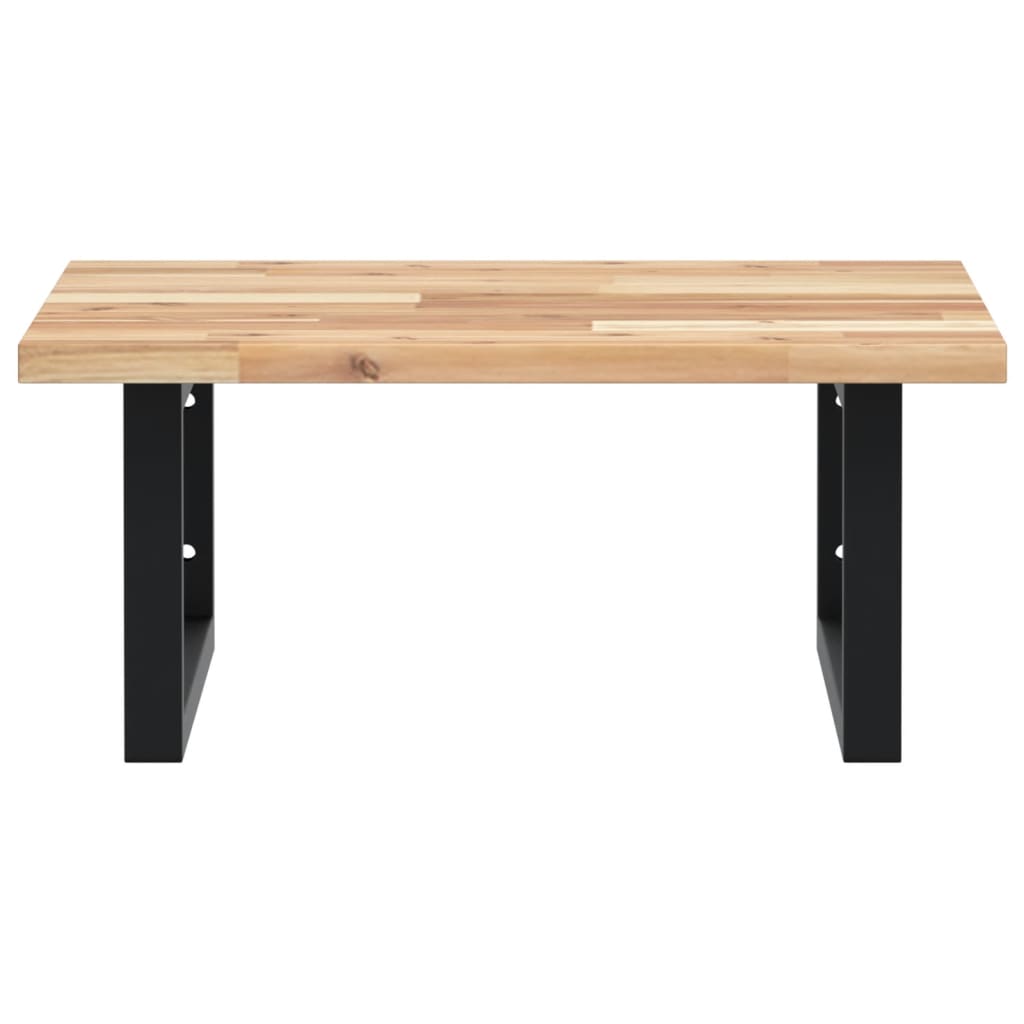 væghængt badeværelseshylde stål og massivt akacietræ