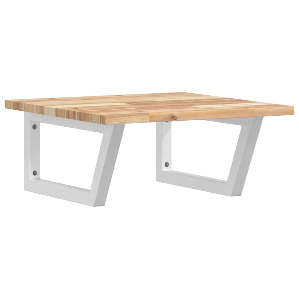 væghængt badeværelseshylde stål og massivt akacietræ