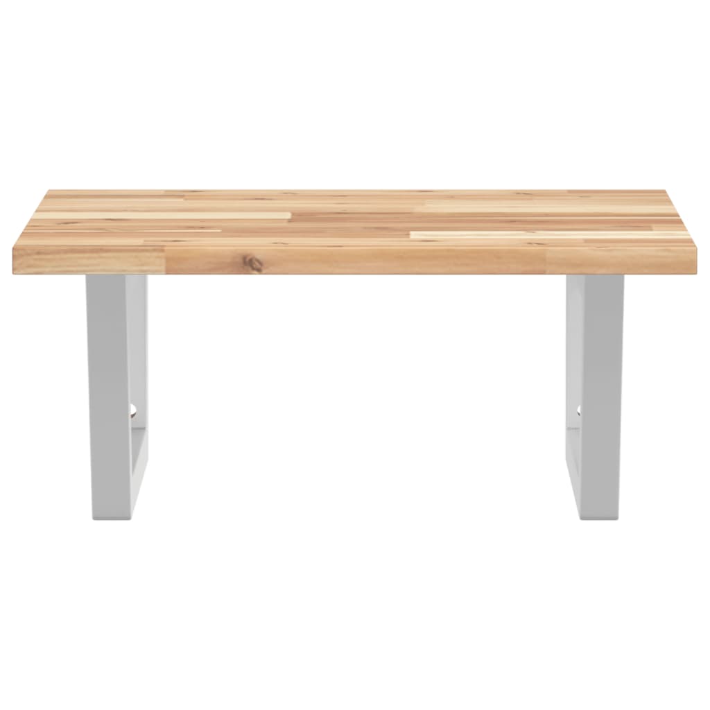 væghængt badeværelseshylde stål og massivt akacietræ