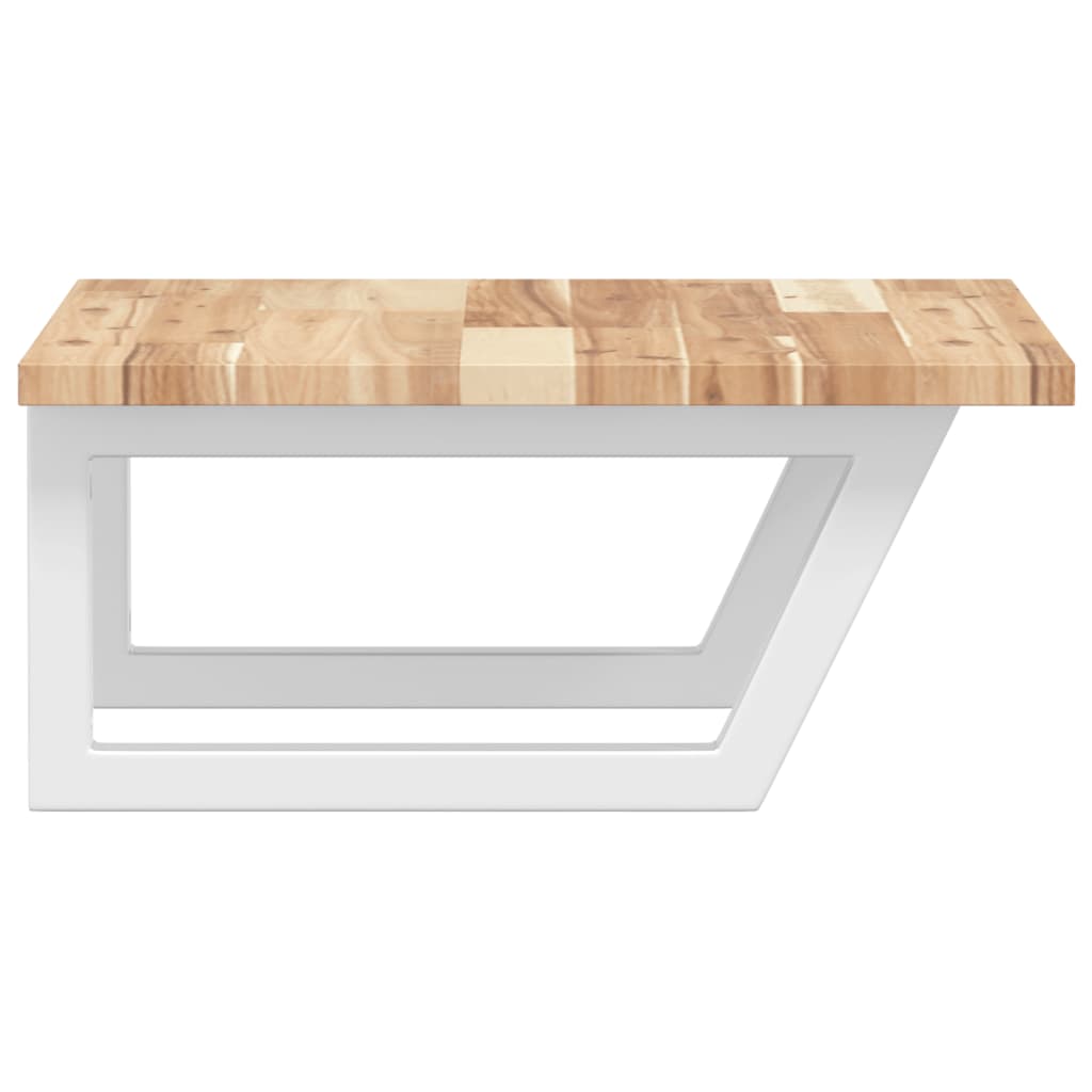 væghængt badeværelseshylde stål og massivt akacietræ