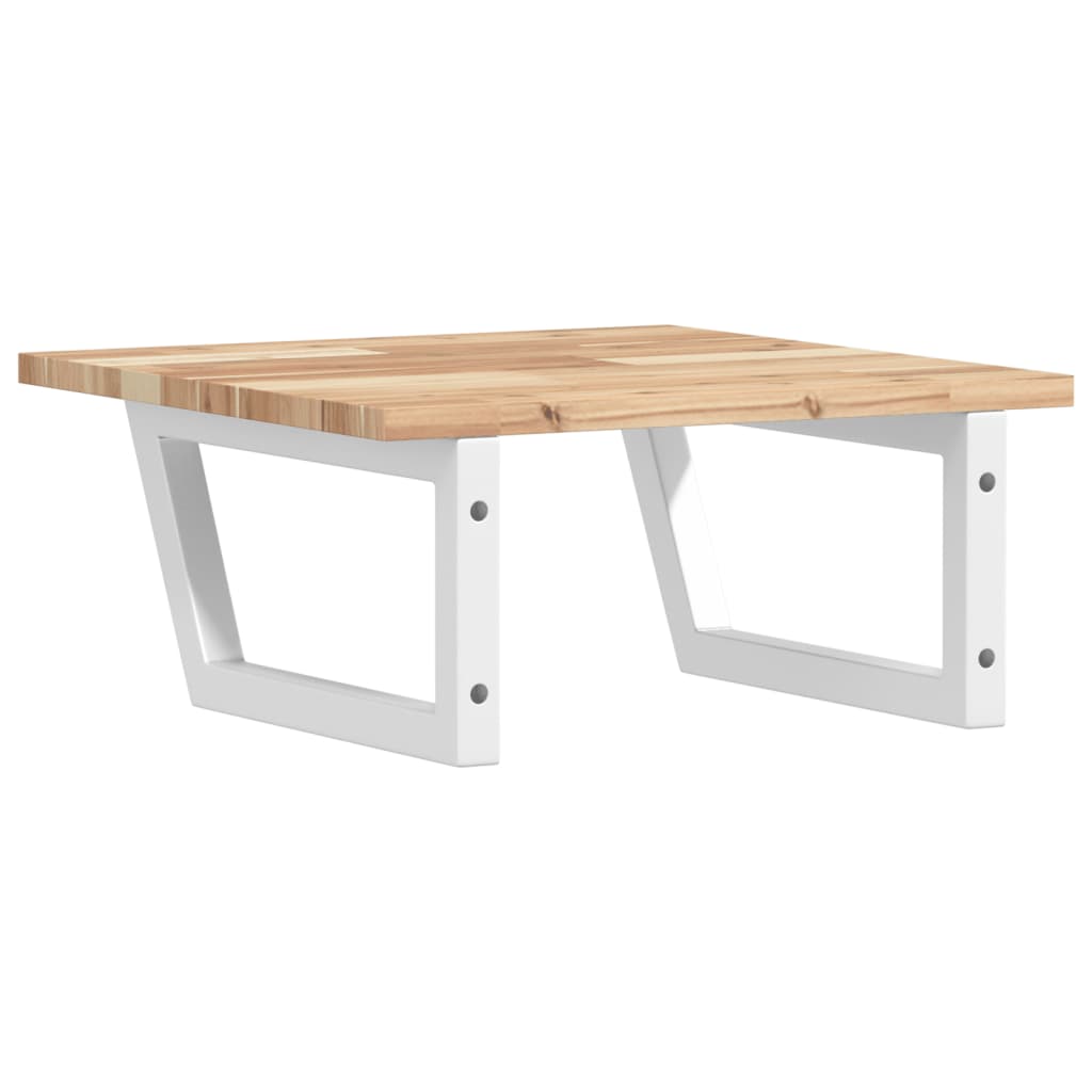 væghængt badeværelseshylde stål og massivt akacietræ