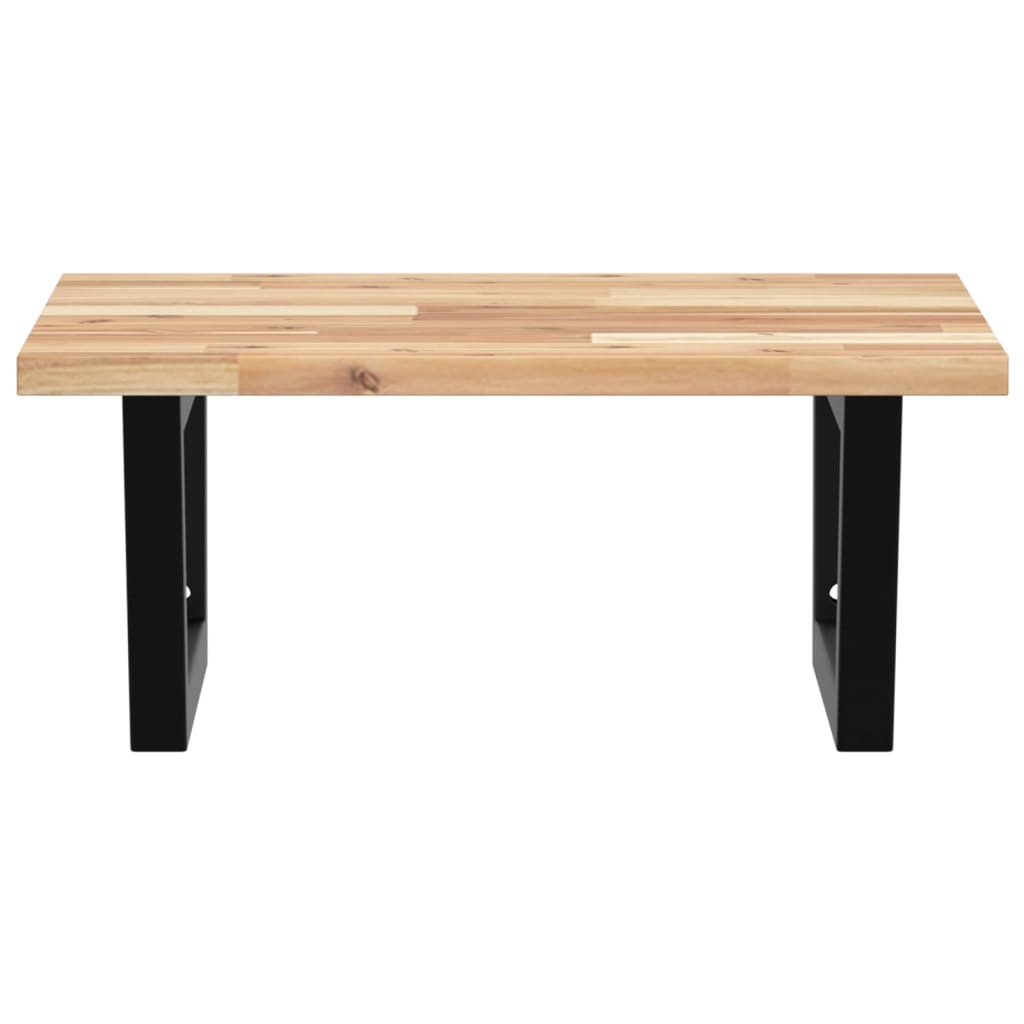 væghængt badeværelseshylde stål og massivt akacietræ