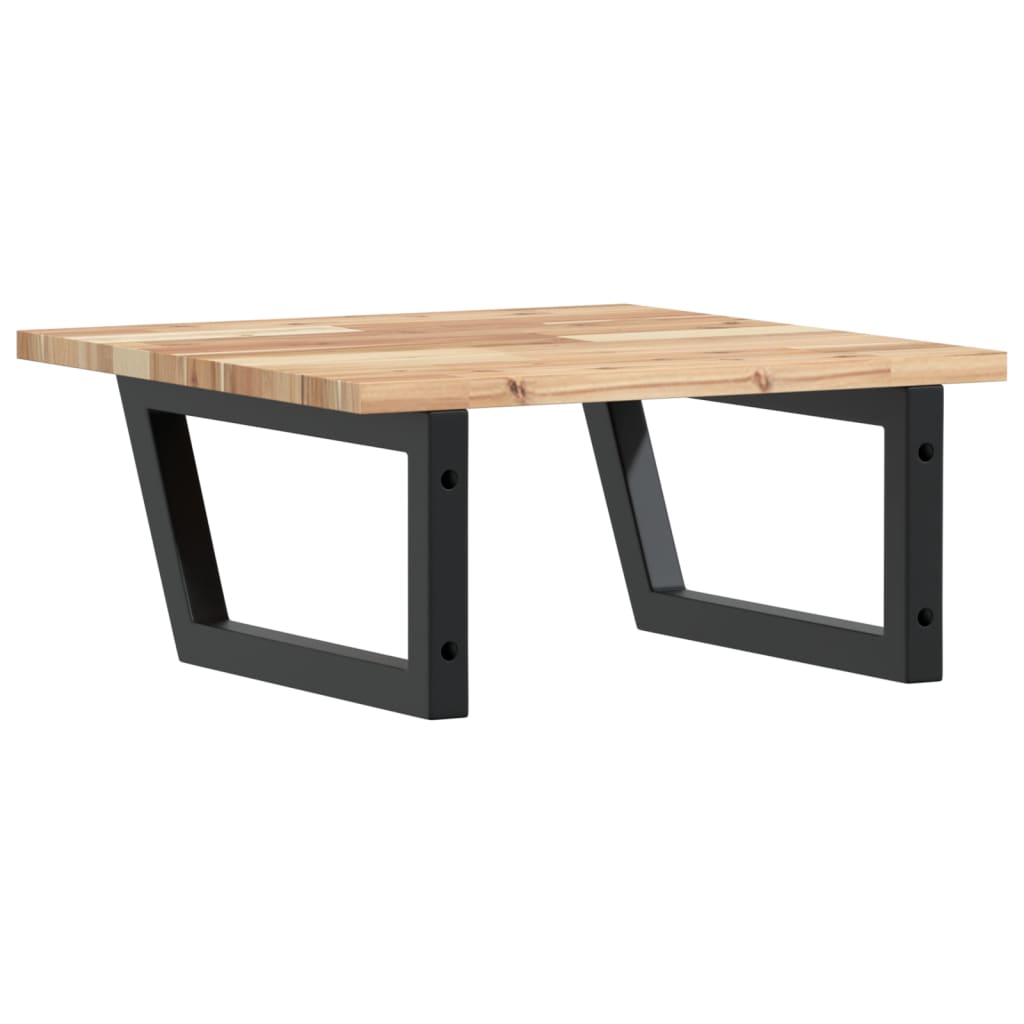 væghængt badeværelseshylde stål og massivt akacietræ