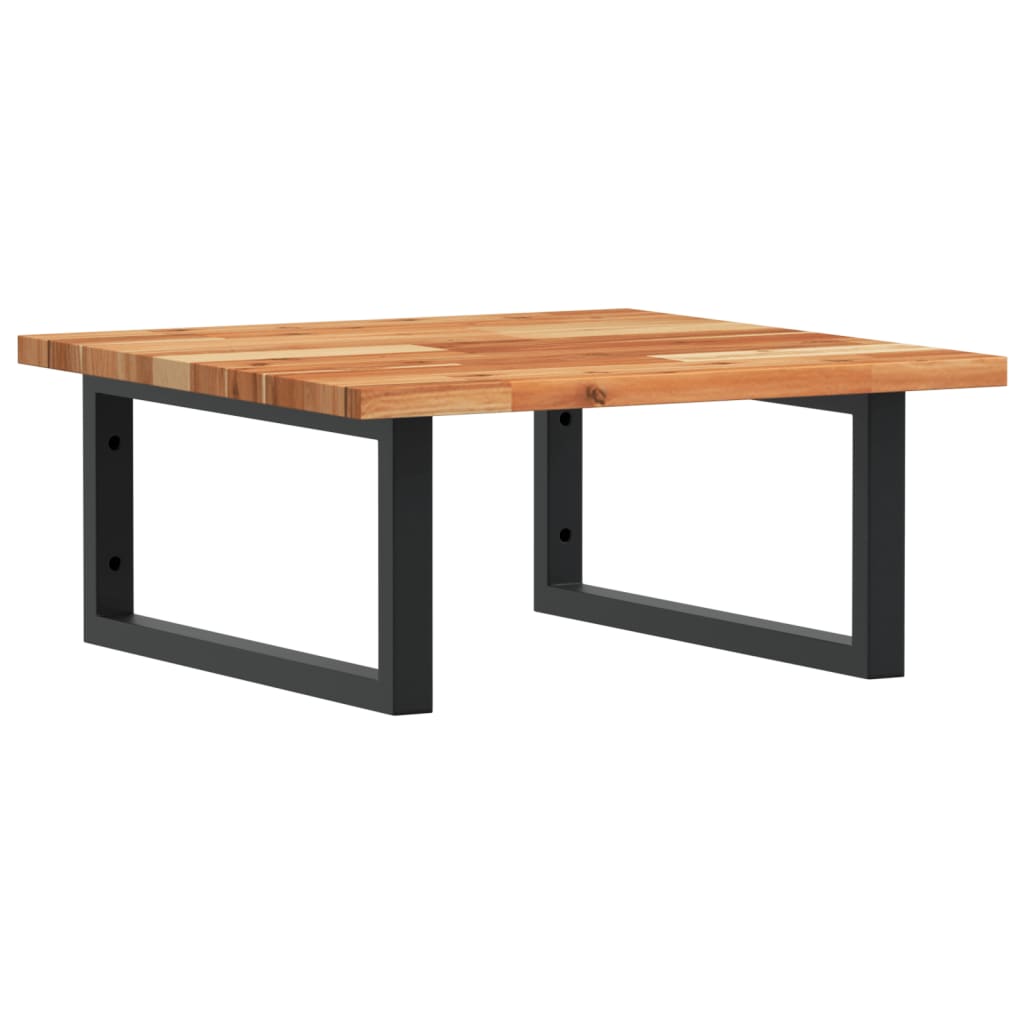 væghængt badeværelseshylde stål og massivt akacietræ